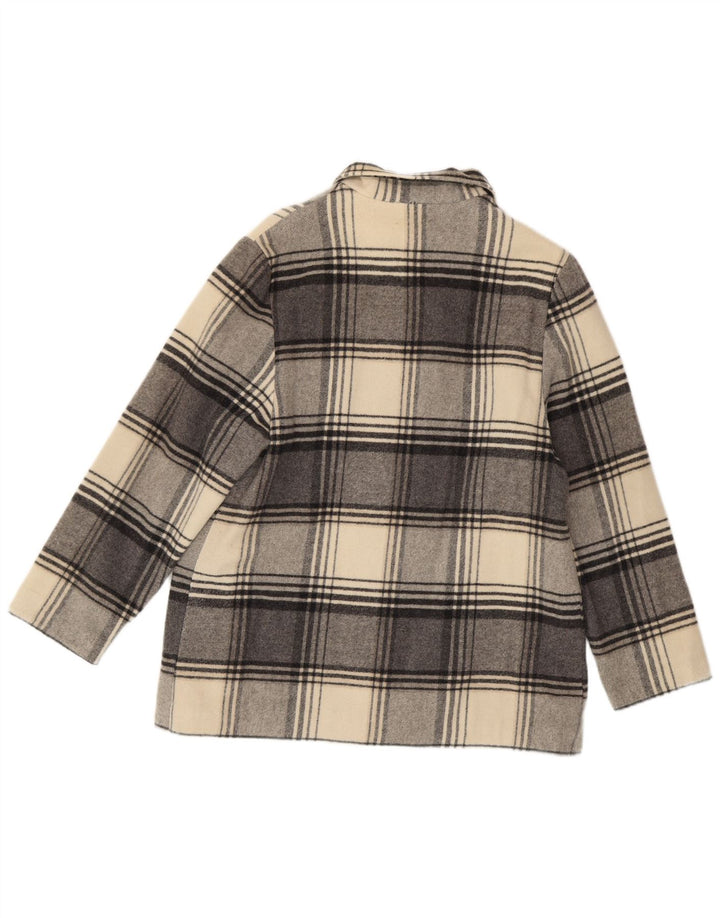 Vintage mujer abrigo Reino Unido 14 gris medio comprobar lana nueva