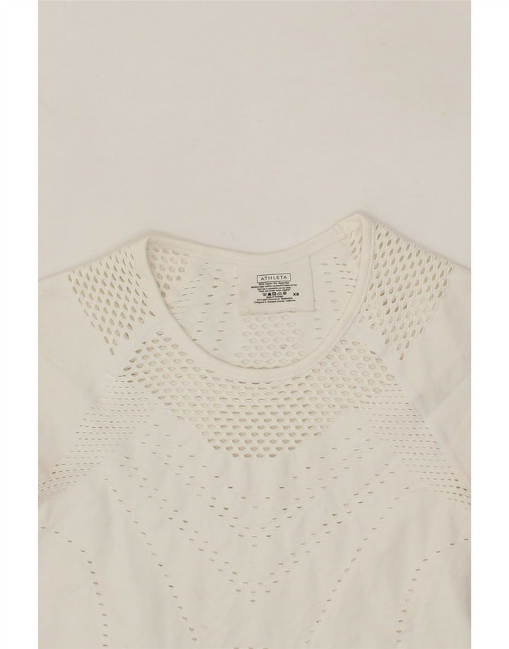 ATHLETA Womens T-Shirt Top UK 4 XS White Nylon Vintage Athleta and Second-Hand Athleta from Messina Hembry 