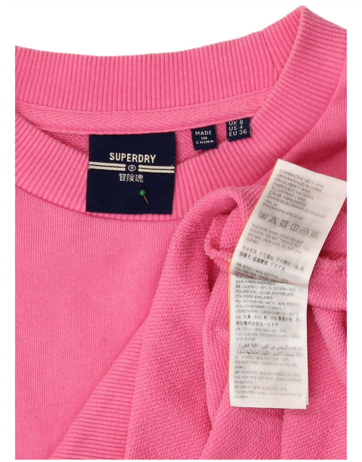 Superdry Sudadera extragrande para mujer, jersey, talla 8, algodón rosa pequeño