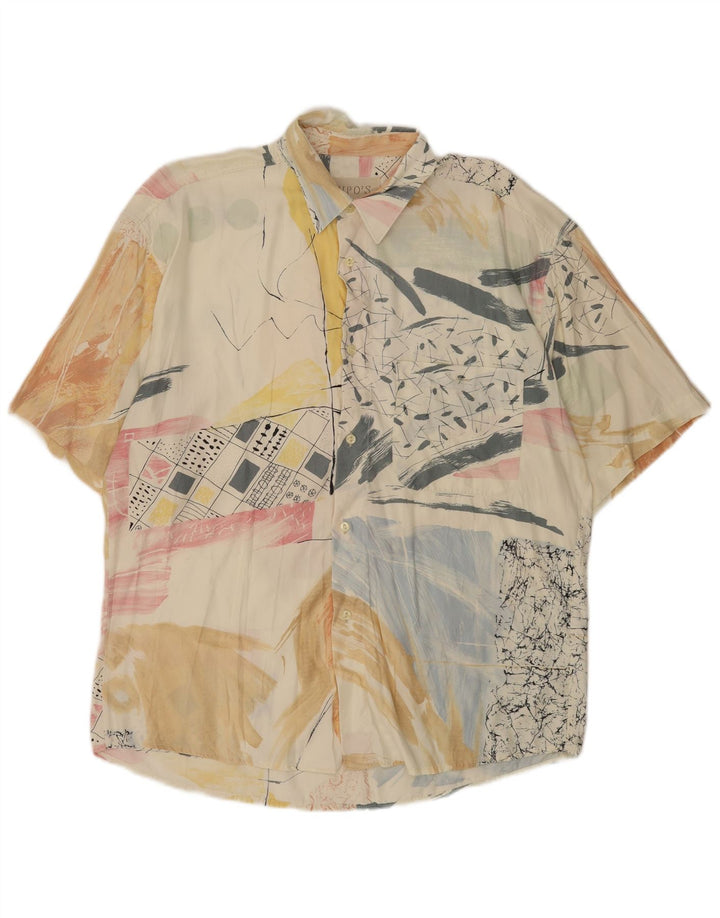 Tipo' S Camisa de manga corta con estampado abstracto para hombre, talla grande, multicolor