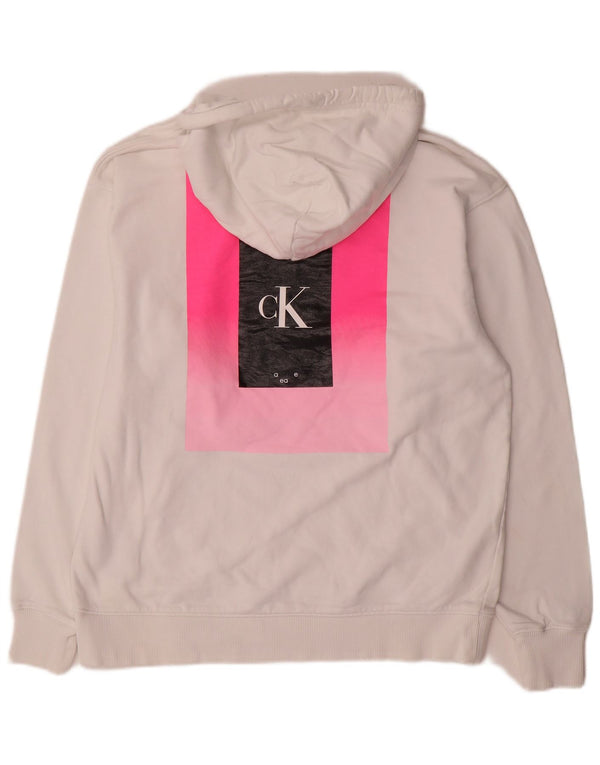 Calvin Klein Jeans - Sudadera con capucha para mujer, diseño gráfico, talla grande, color blanco