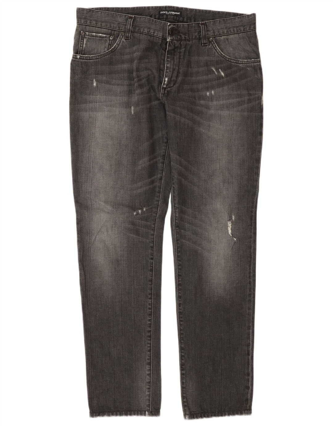 Dolce & Gabbana Vaqueros rectos desgastados para mujer IT 50 XL W36 L32 Gris