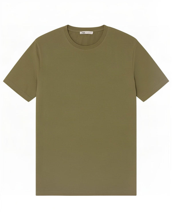 Zara Hombre Camiseta Top Medium Caqui