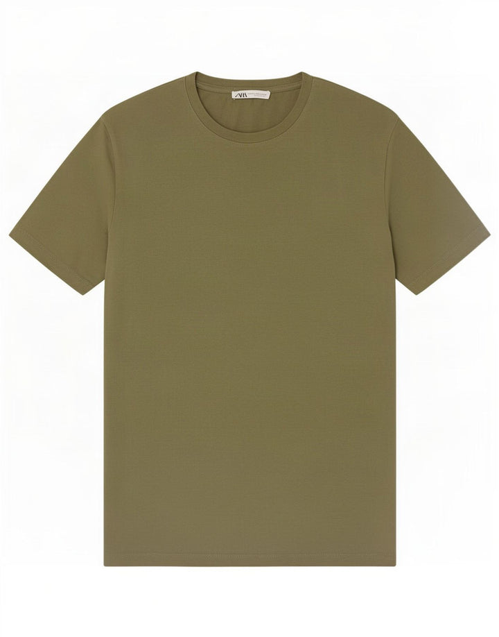 Zara Hombre Camiseta Top Medium Caqui
