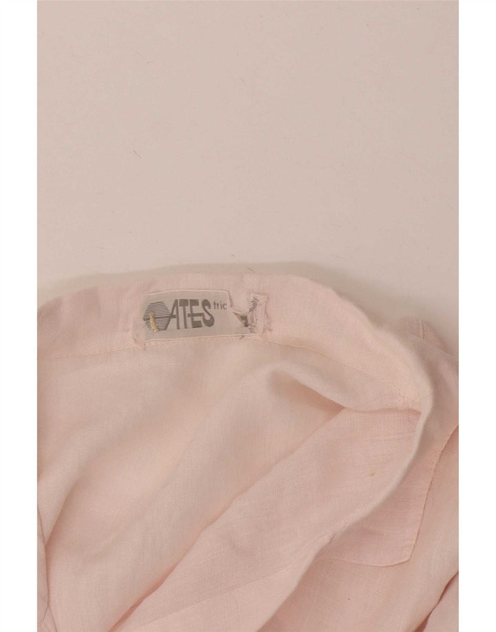 Vintage hombres manga corta pullover camisa rosa medio