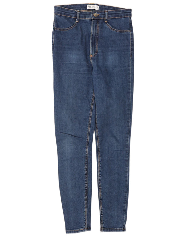 Zara Jeans Ajustados De Cintura Alta Para Mujer EU 40 Medium W30 L28 Azul