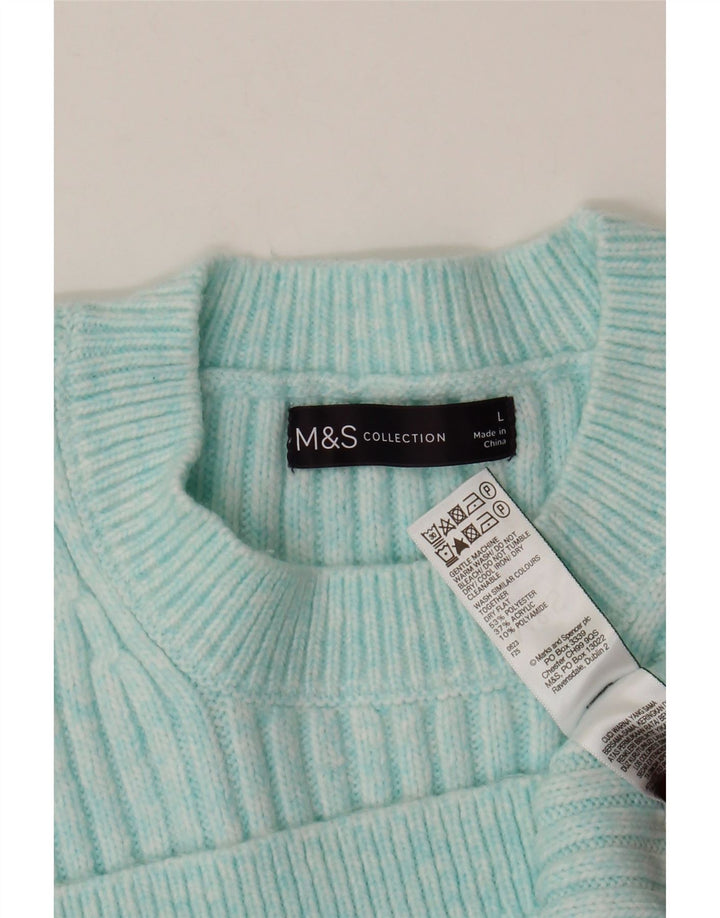 MARKS & SPENCER Suéter tipo jersey con cuello redondo para mujer UK 46 Poliéster azul grande