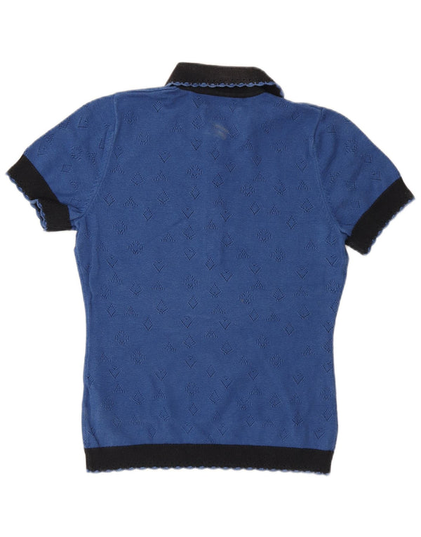 Fred Perry Polo para mujer UK 40 Small Azul Colorblock Algodón