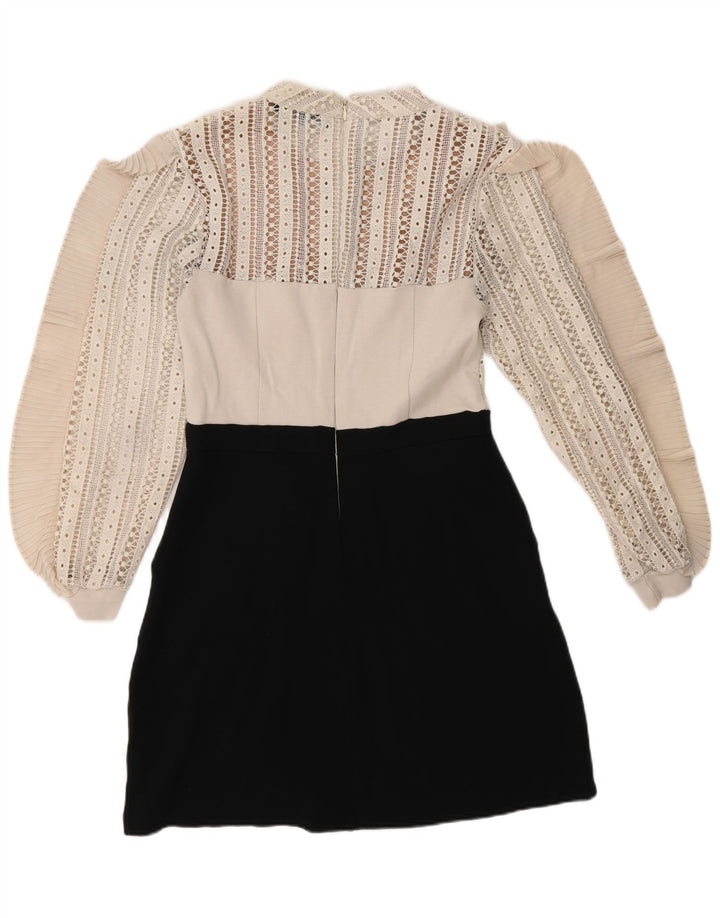 French Connection Vestido acampanado para mujer UK 40 Mediano Negro Colorblock