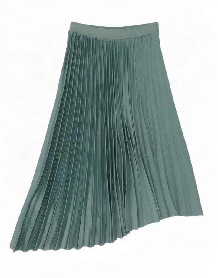 Zara Mujer Falda Plisada Asimétrica Mediana W28 Verde Poliéster