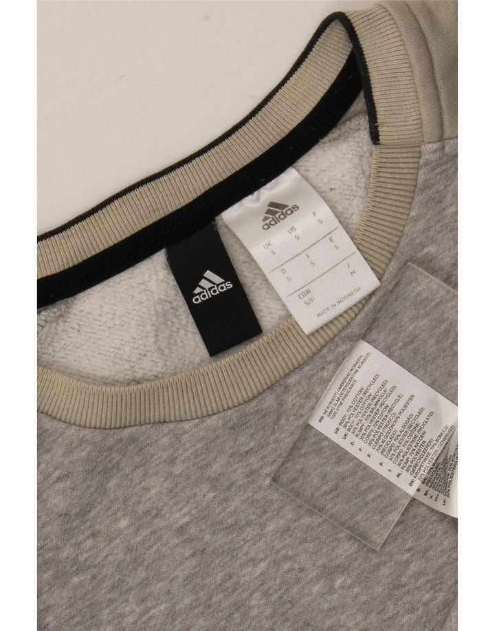 Adidas Hombre Sudadera Jumper Small Gris Colorblock Algodón