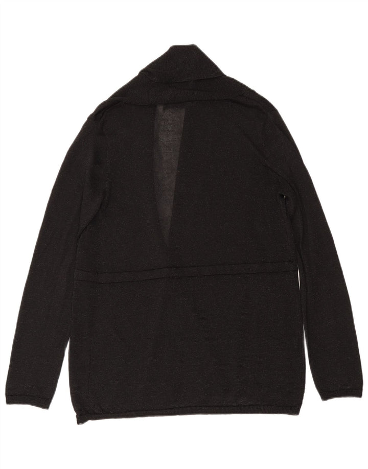 Zara Mujer Cárdigan Abierto Suéter UK 12 Medium Black Viscosa