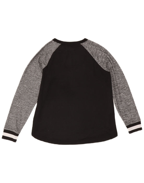 Dkny Top gráfico para mujer de manga larga UK 40 Small Black Colourblock Poliéster