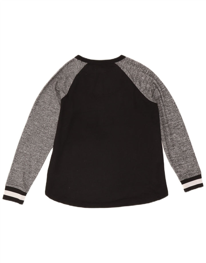 Dkny Top gráfico para mujer de manga larga UK 40 Small Black Colourblock Poliéster