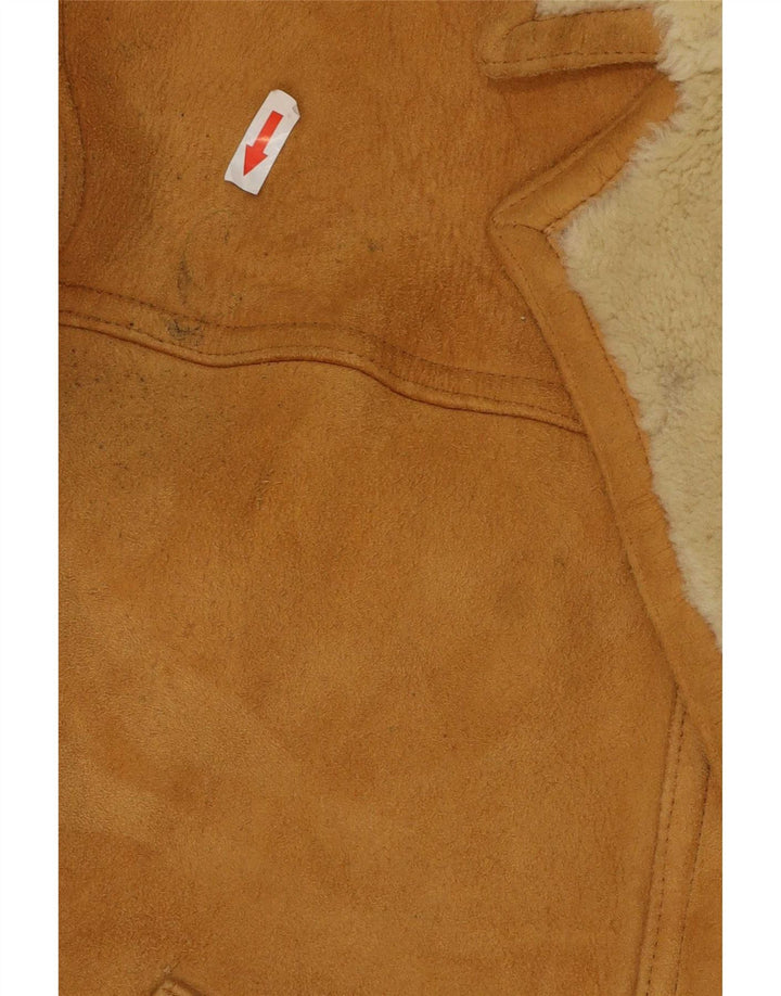 Chaqueta de piel de oveja vintage para hombre IT 54 2XL cuero marrón
