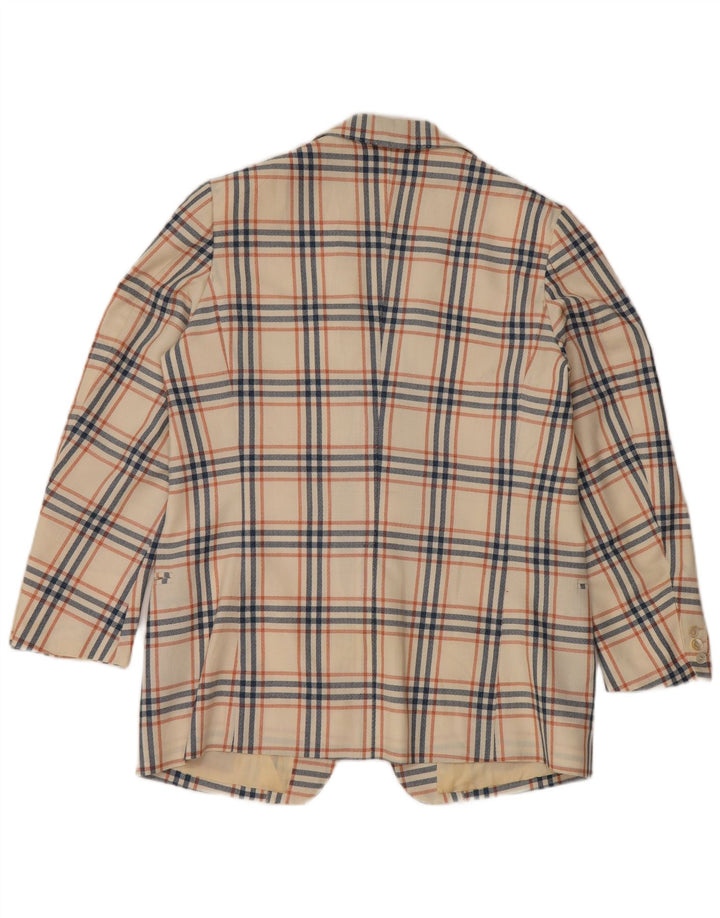 Vintage hombres 2 botones Blazer chaqueta Reino Unido 38 medio apagado blanco cheque