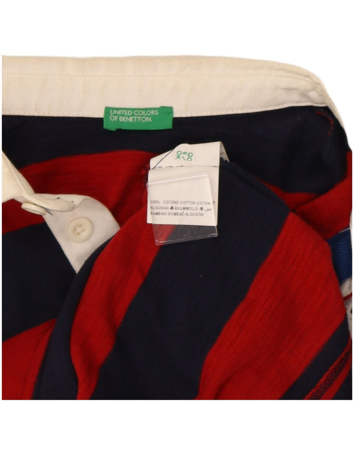 Benetton Polo Regular Manga Larga para Niño 7-8 Años Mediano Rojo Rayas