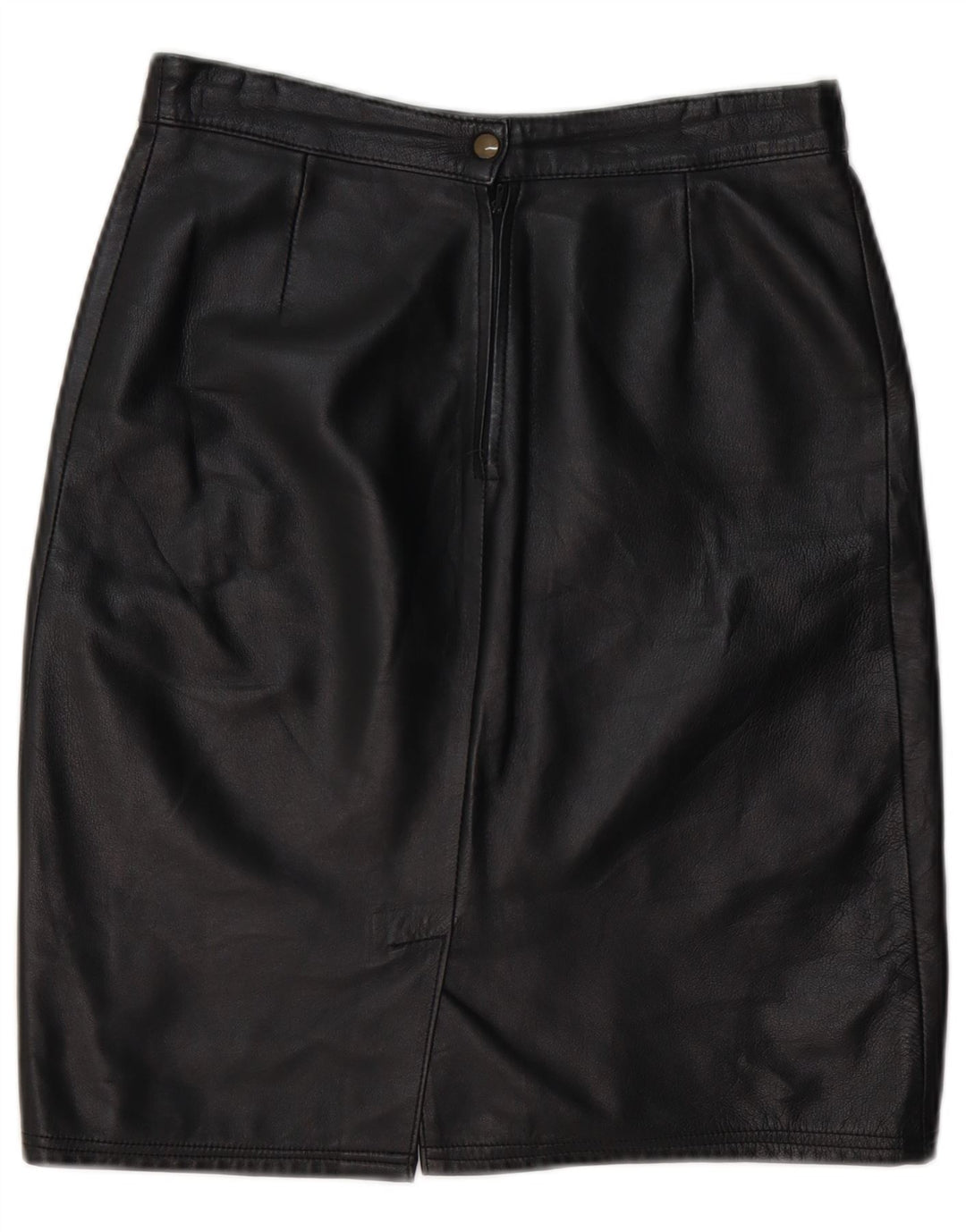 VINTAGE Falda de cuero para mujer IT 44 Mediano W28 Cuero negro