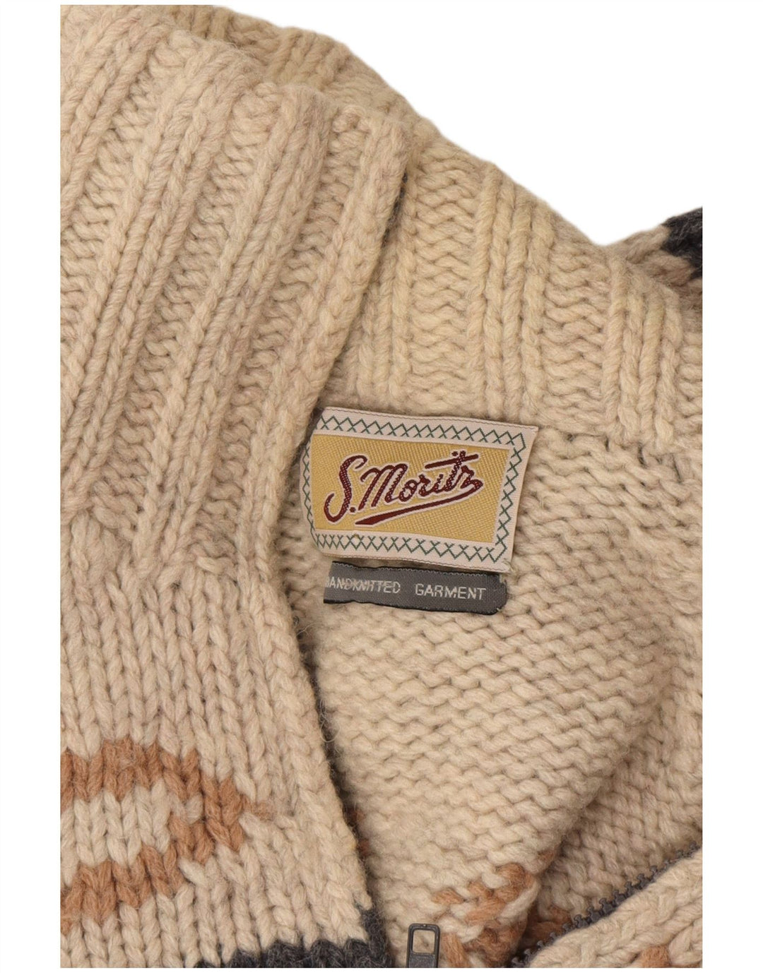S. Moritz Jersey con cuello y cremallera para hombre, talla grande, color beige, geométrico