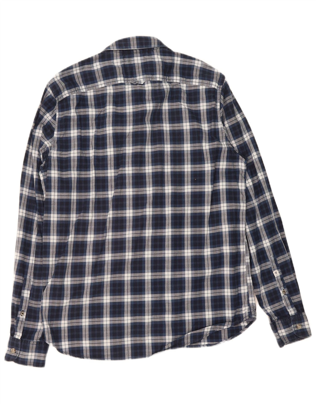 TIMBERLAND Mens Slim Fit Flannel Shirt Medium Navy Blue Check Cotton