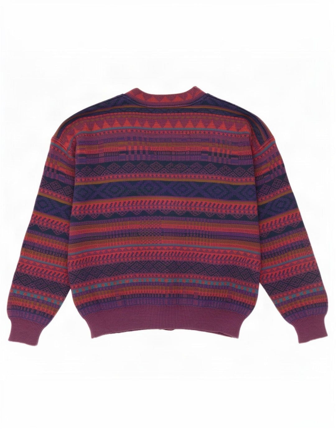 Vintage hombres Cardigan suéter IT 50 medio multicolor geométrico