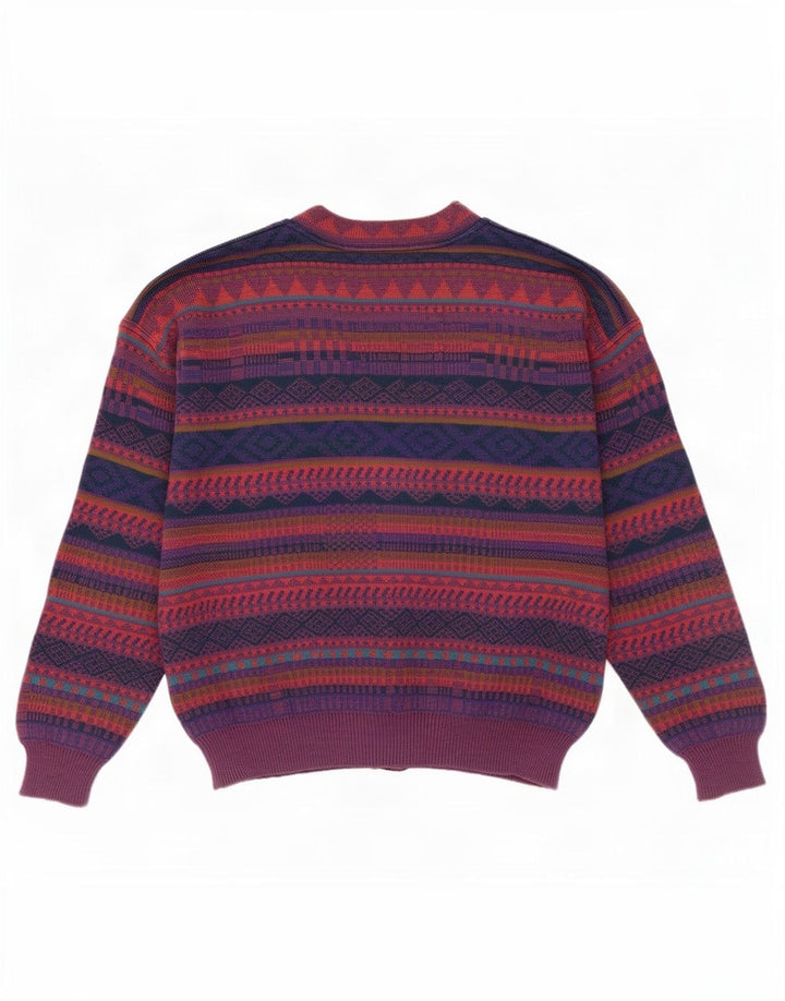 Vintage hombres Cardigan suéter IT 50 medio multicolor geométrico