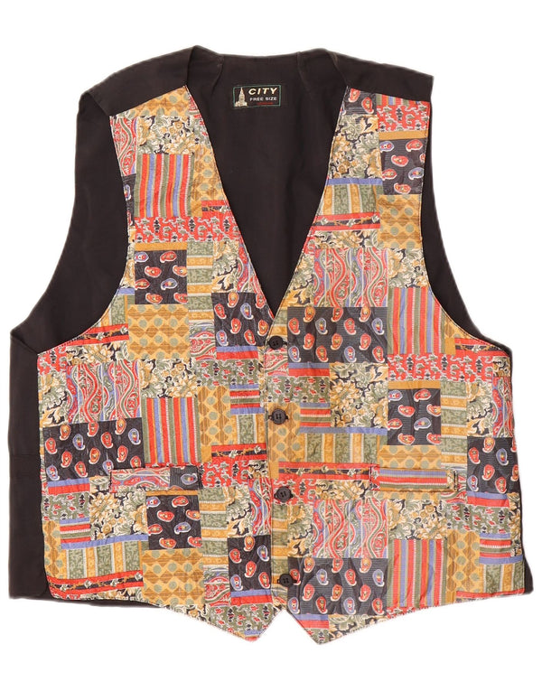 Chaleco vintage para hombre talla única algodón patchwork multicolor