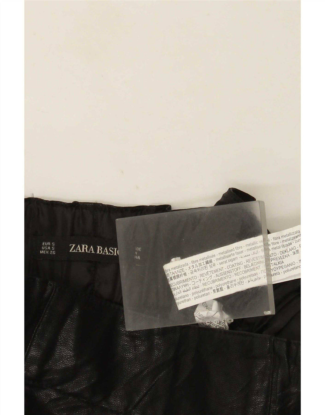 Zara Mujer Minifalda De Piel Sintética Pequeña W26 Poliuretano Negro