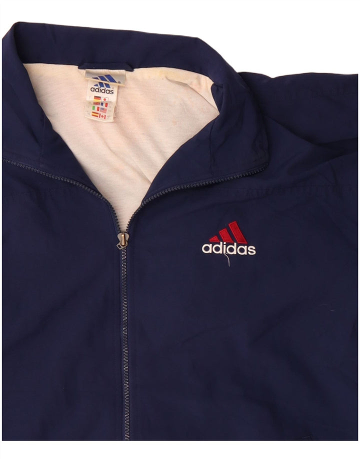 Adidas Mens Chándal Top Chaqueta UK 42/44 Grande Azul Marino Poliéster