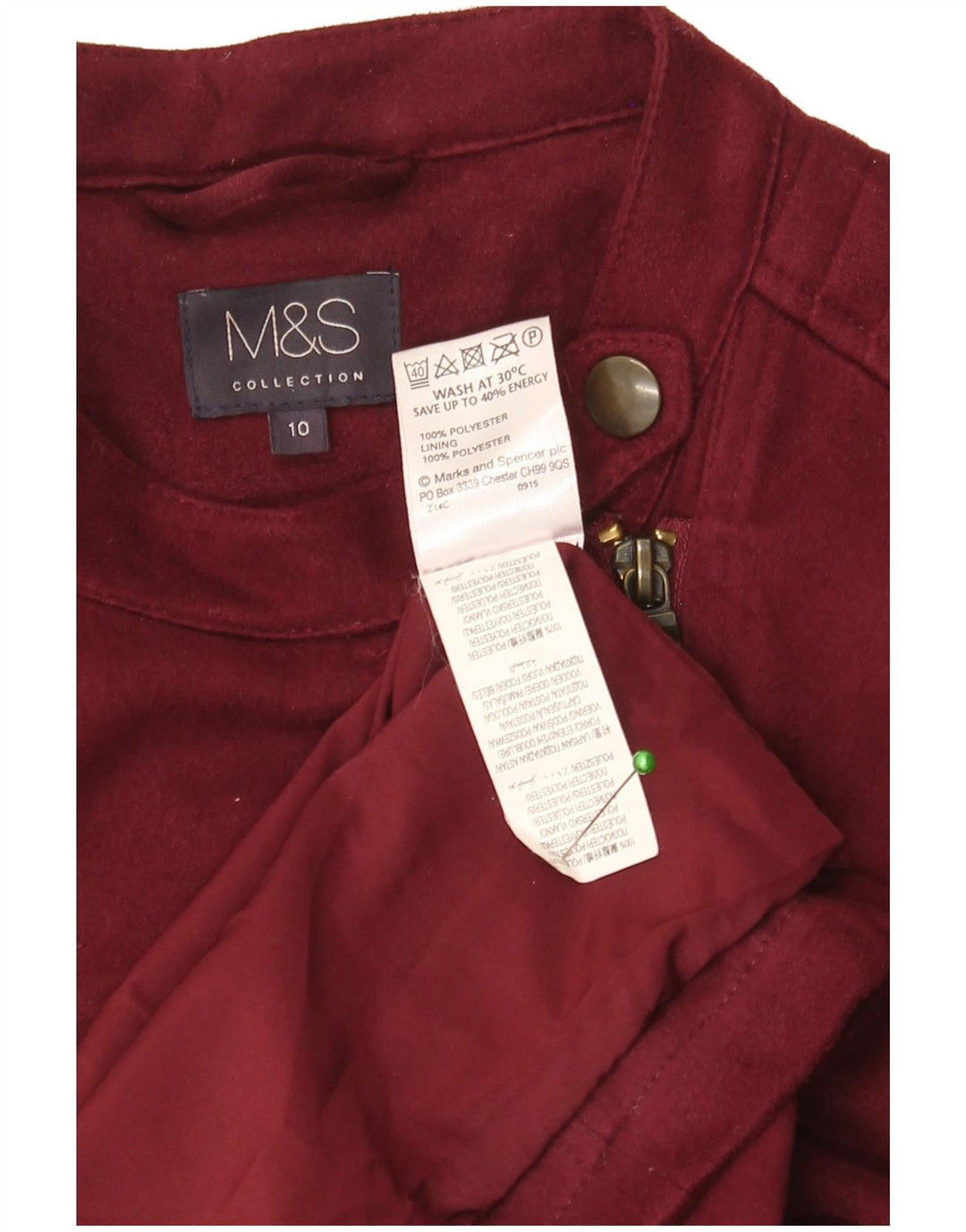 Marks & Spencer Chaqueta motera para mujer UK 10 Small Borgoña Poliéster Biker