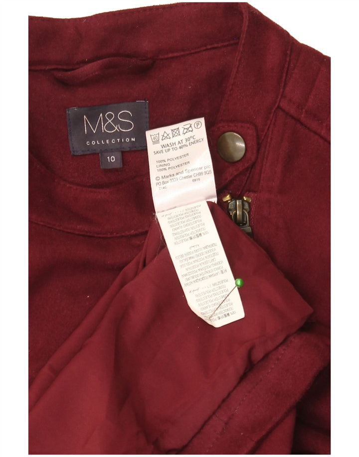 Marks & Spencer Chaqueta motera para mujer UK 10 Small Borgoña Poliéster Biker