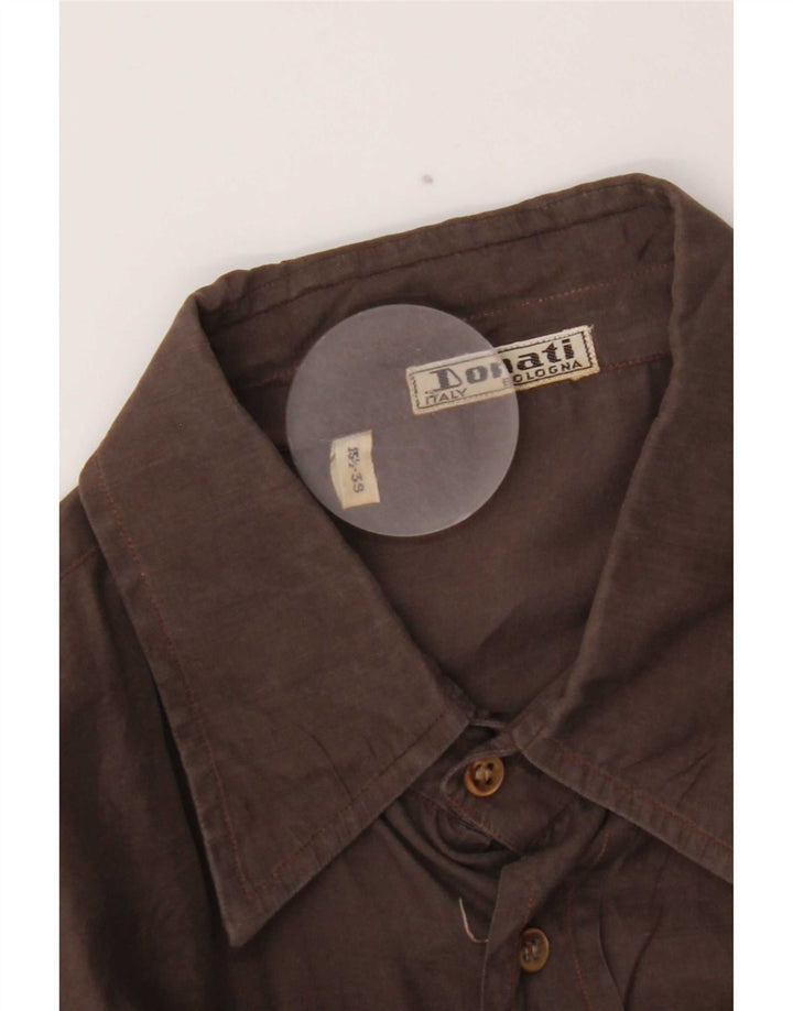 Camisa vintage para hombre talla 39 15 1/2 marrón medio