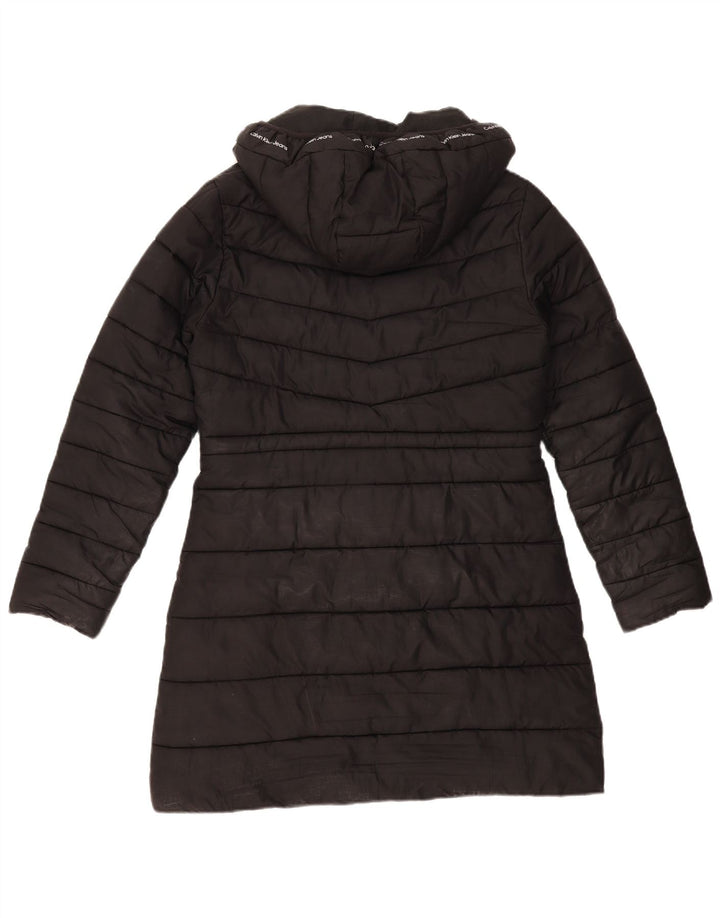 Calvin Klein Abrigo acolchado con capucha para mujer UK 44 Poliéster negro mediano