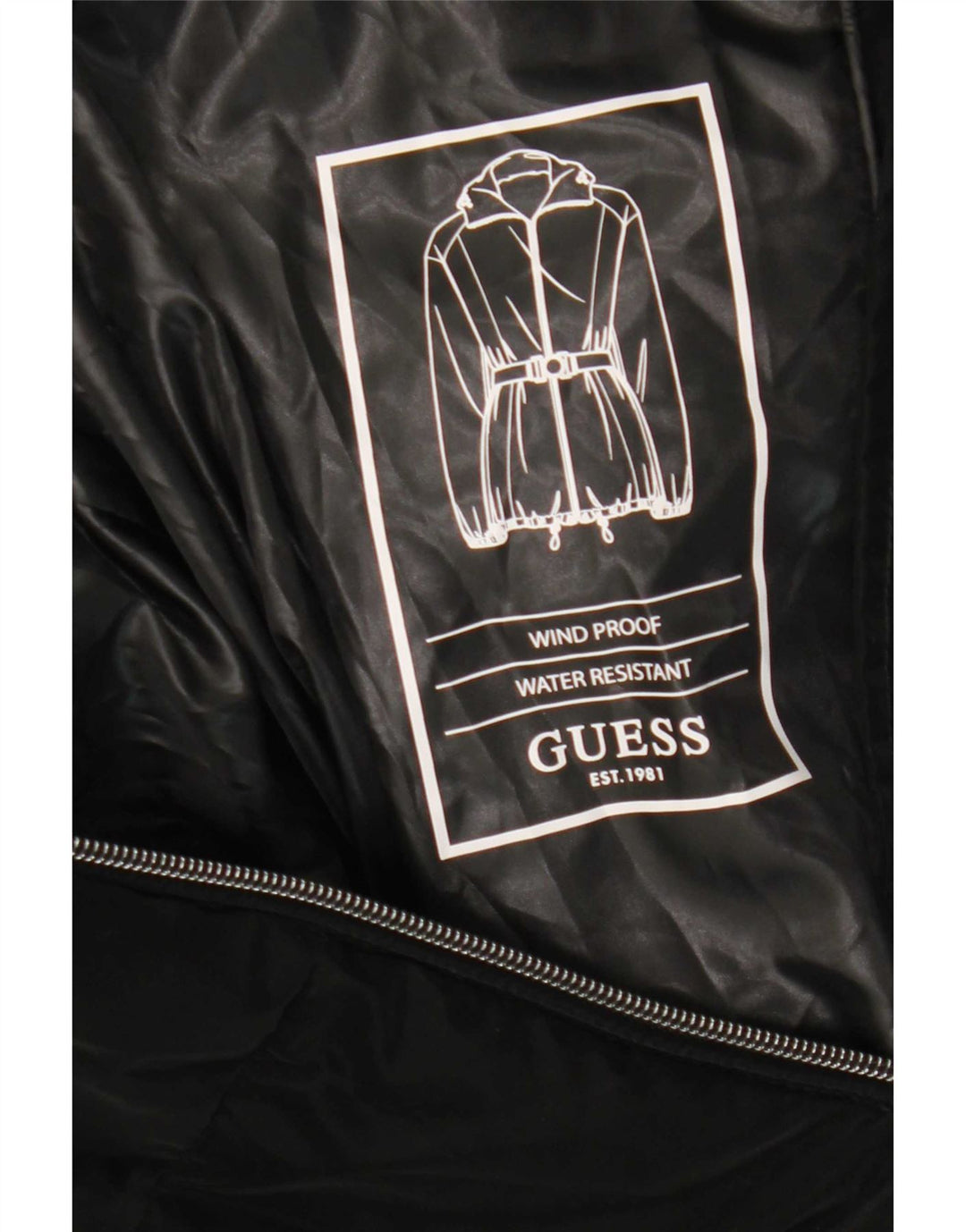 Guess Chaqueta Acolchada Con Capucha Para Mujer UK 12 Medium Negro Poliéster