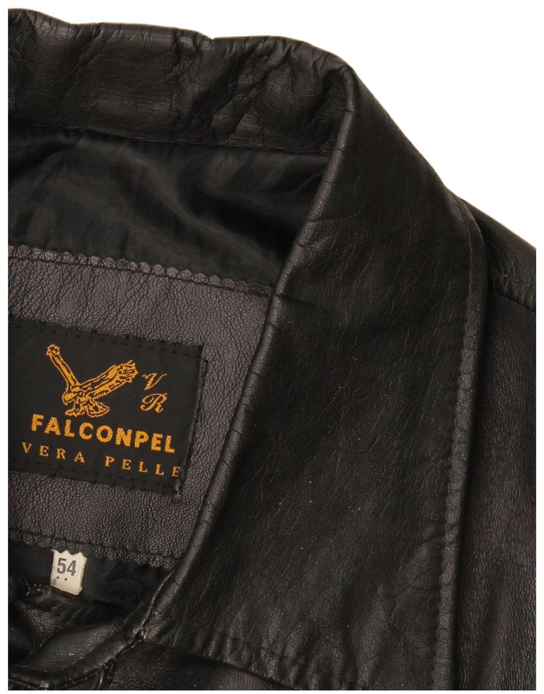 Falconpel Chaqueta de cuero para hombre IT 54 2XL Cuero negro