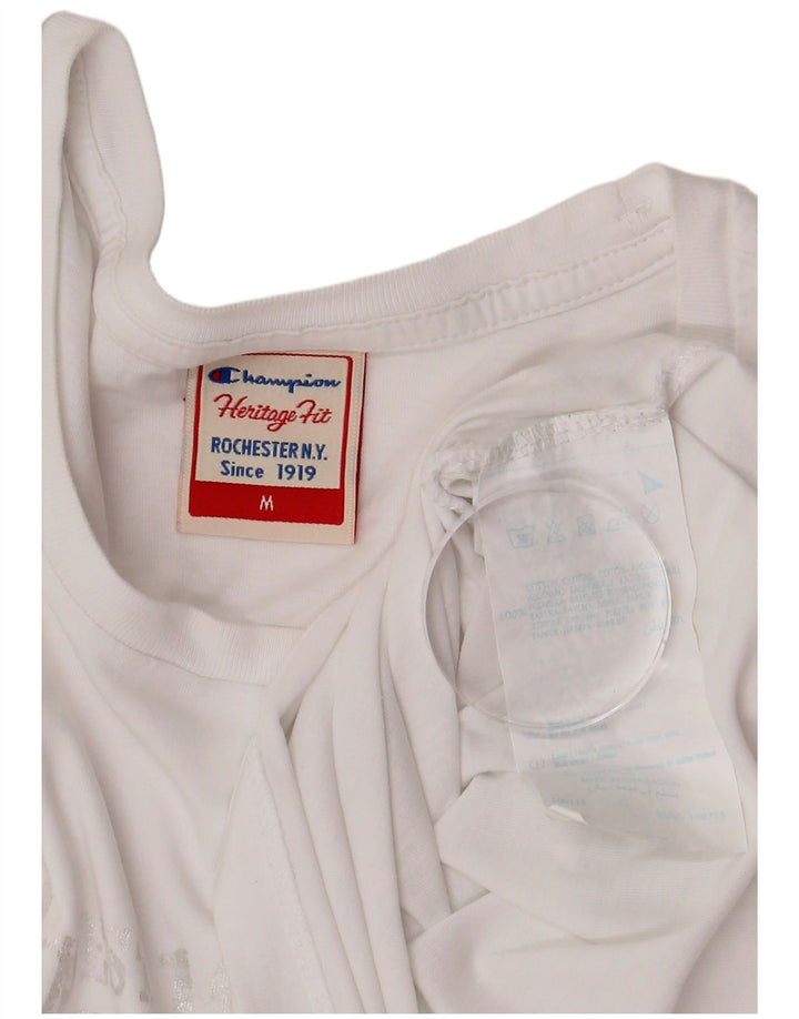 Champion Herritage Fit Graphic Camiseta para Mujer UK 12 Medium White Cotton