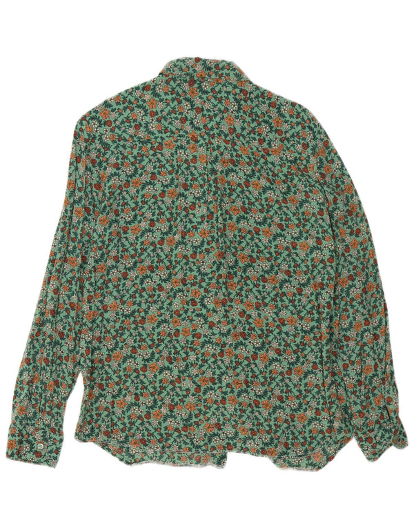 Camisa Benetton Mujer ES 44 Verde Medio Floral