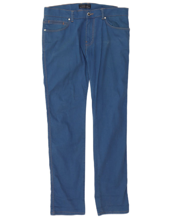 Zara Mens Slim Jeans EU 42 Large W32 L34 Algodón Azul