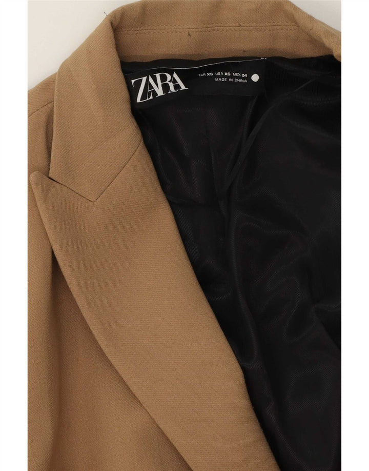 Zara Mujer Chaqueta Blazer Extragrande De Doble Botonadura UK 6 XS Beige