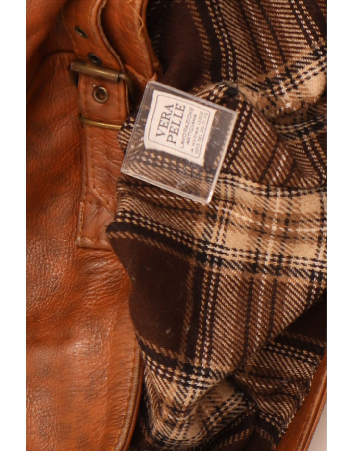 Chaqueta de cuero vintage para mujer Reino Unido 18 XL cuero marrón moteado