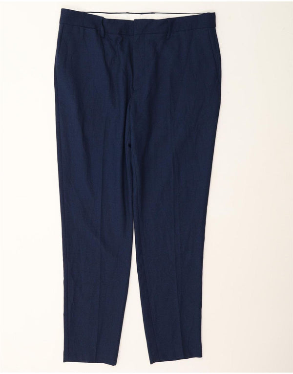 Zara Pantalón chino ajustado para hombre EU 46 XL W36 L30 Azul marino
