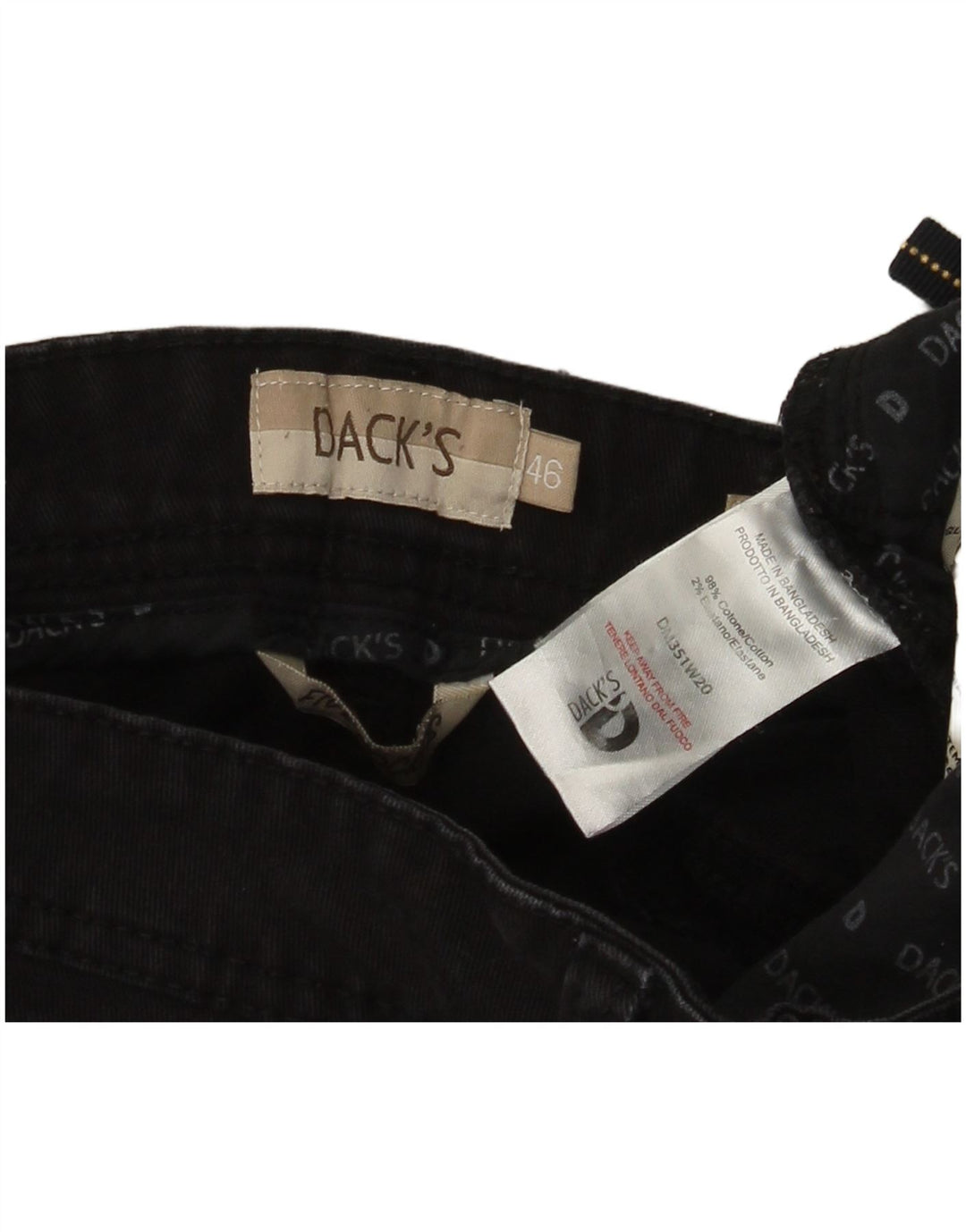 Dack's Jeans rectos ajustados para hombre IT 46 Small W30 L30 Algodón negro
