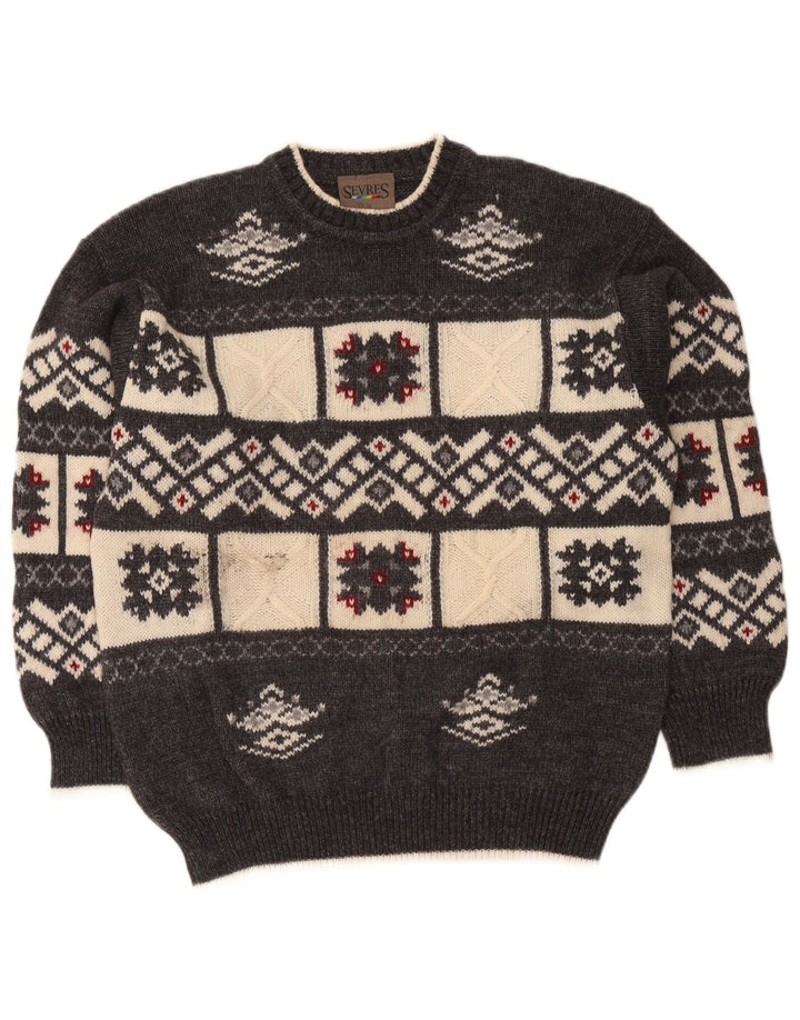 Sevres Jersey De Cuello Redondo Para Hombre IT 48 Gris Medio Geométrico