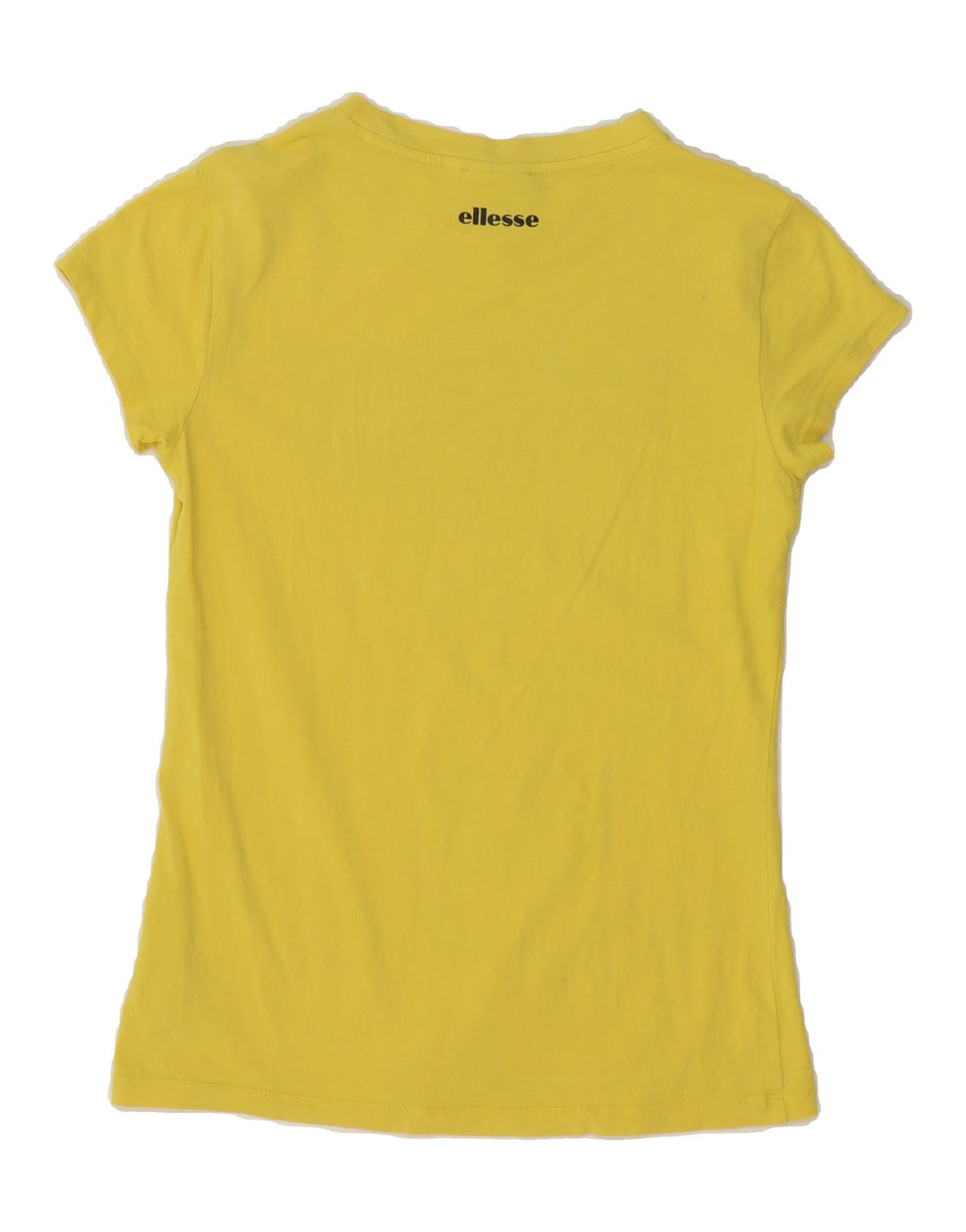 ELLESSE Womens Graphic T-Shirt Top UK 12 Medium Yellow Vintage Ellesse and Second-Hand Ellesse from Messina Hembry 