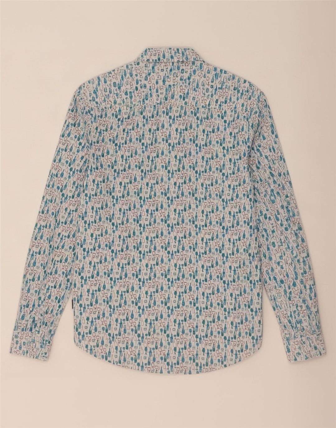 Camisa de corte slim con estampado abstracto de hombre de White Stuff en algodón azul pequeño