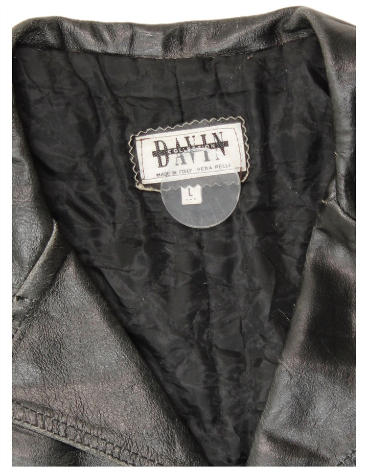 Davin Abrigo de cuero para hombre UK 40 Cuero negro grande