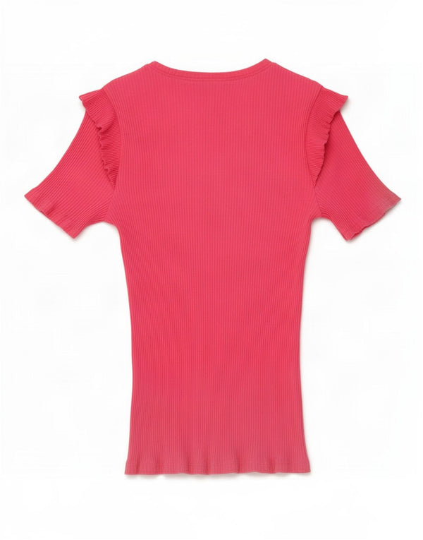 Zara Mujer Camiseta Top UK 12 Medium Pink