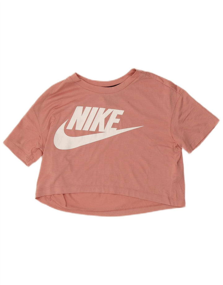 NIKE Camiseta corta gráfica para mujer UK 10 Small Pink Poliéster