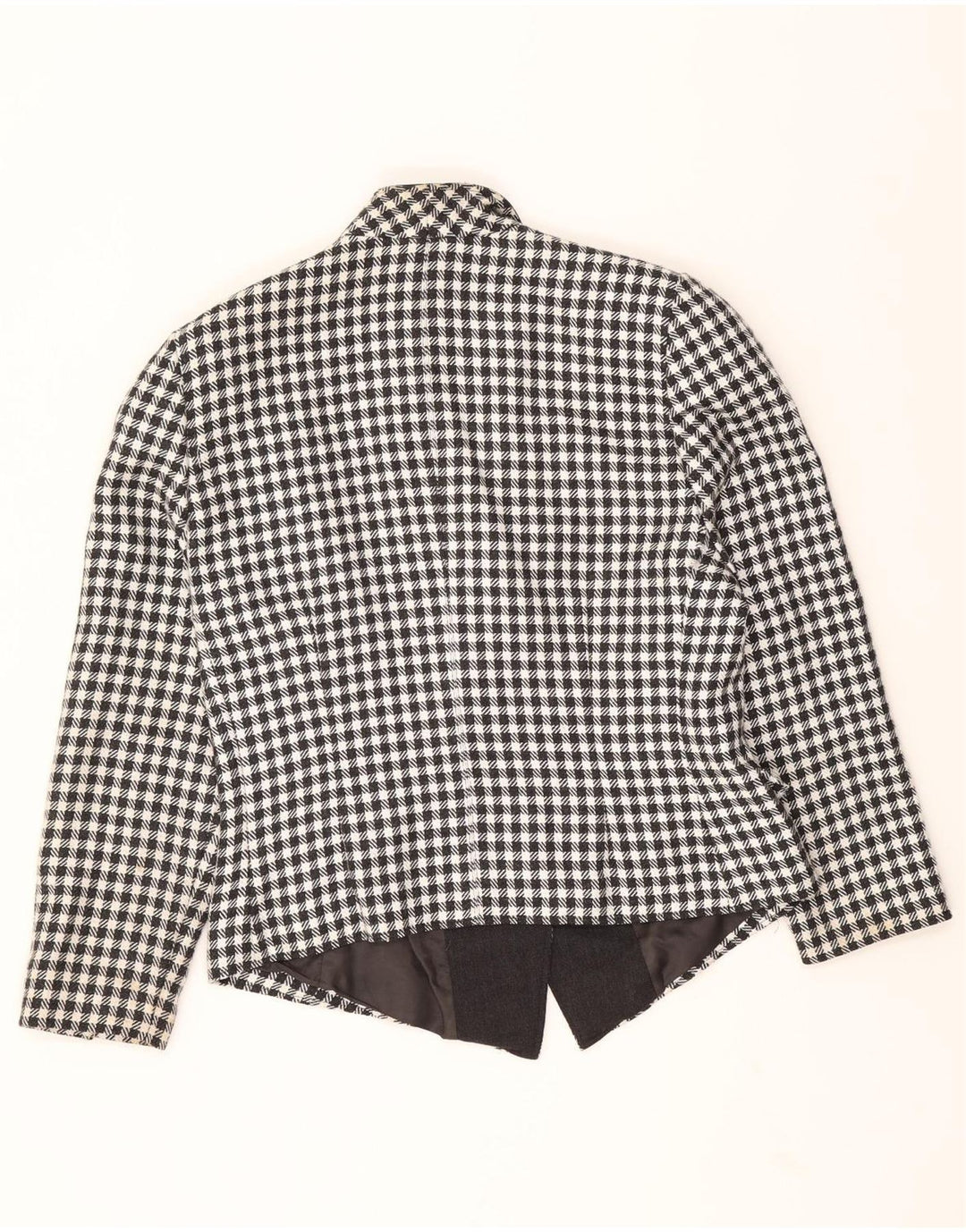 VINTAGE Womens 3 Button Blazer Jacket UK 14 Medium Black Check Wool Vintage Vintage and Second-Hand Vintage from Messina Hembry 