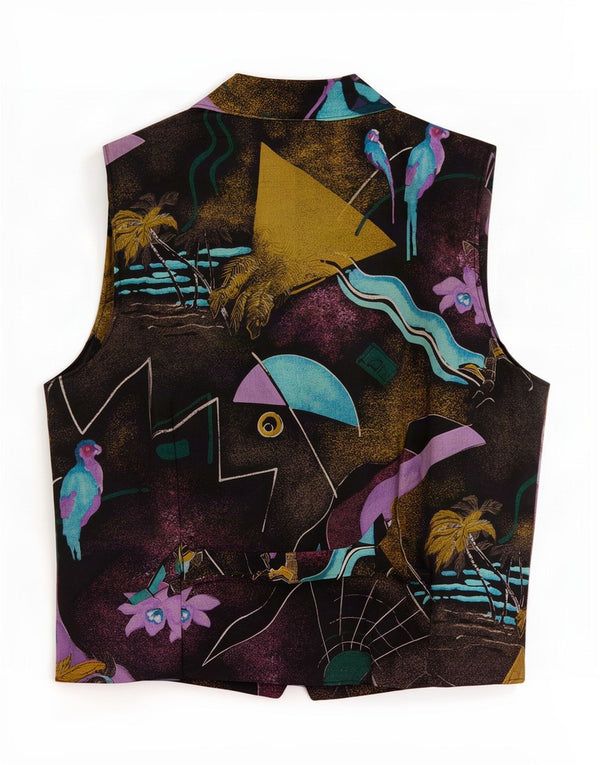 Vintage mujer chaleco Reino Unido 18 XL multicolor floral novedad